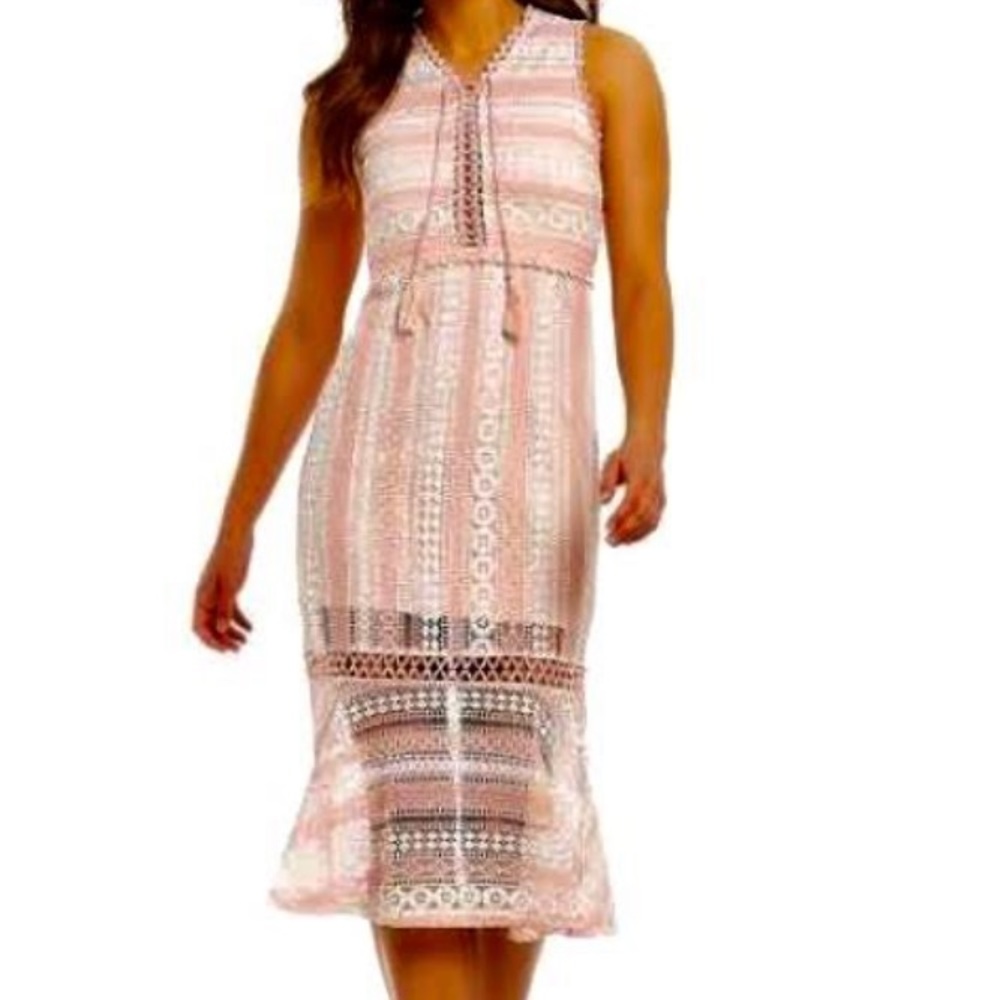 Foxiedox Lace up Crochet Middi dress